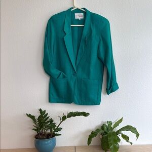 Gorgeous Teal Women's Blazer by Liz Claiborne vintage 80’s shoulder pads…